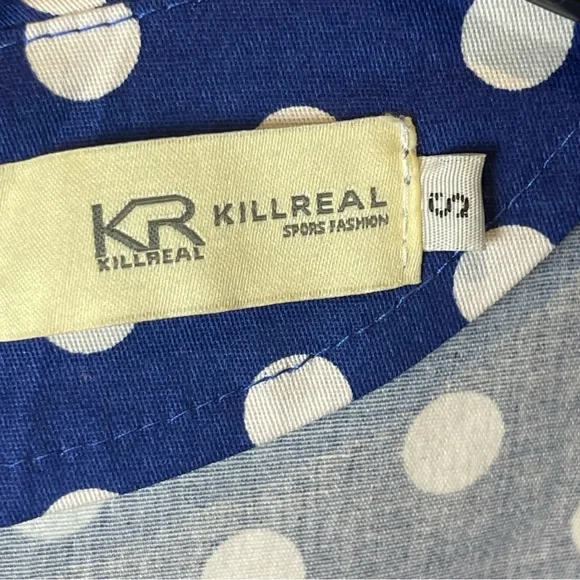Killreal Blue White Polka Dot Swing Dress - Small - Picture 11 of 13